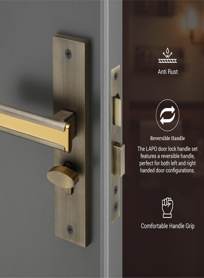 LAPO Heavy Duty Mortise Lock Set - Main Door Handle Lock with 60mm Cylinder, 45x45mm Lock Body, Key Lock for Home, Office, Hotel, Bedroom (Antique Finish, 3 Years Warranty) Cy-167 - Image 4